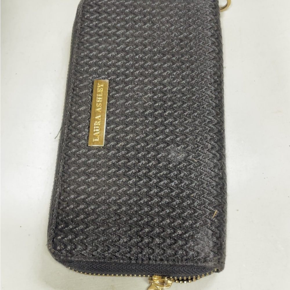 Laura Ashley Charcoal Textured Wallet with Gold Details